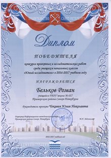 2016-2017 Бельков Роман 3в 